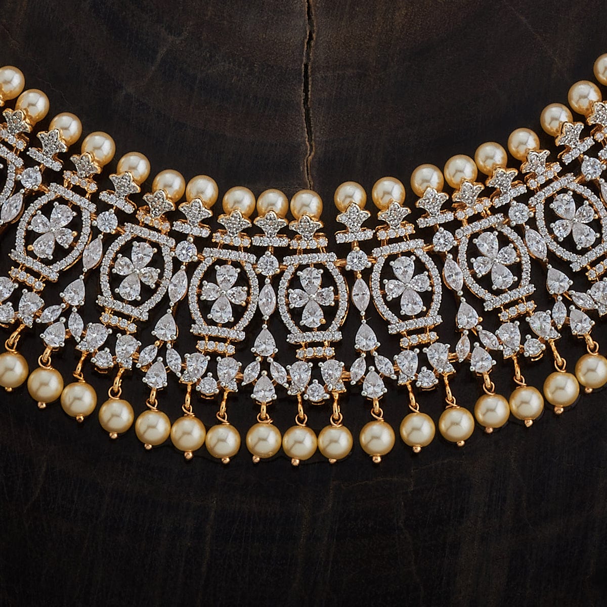 Zircon Necklace dazzling arrangement of white zircon stones