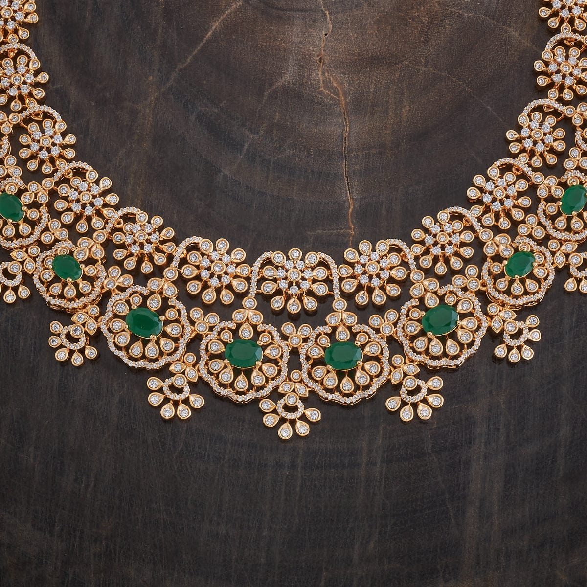 Zircon Necklace gold & green
